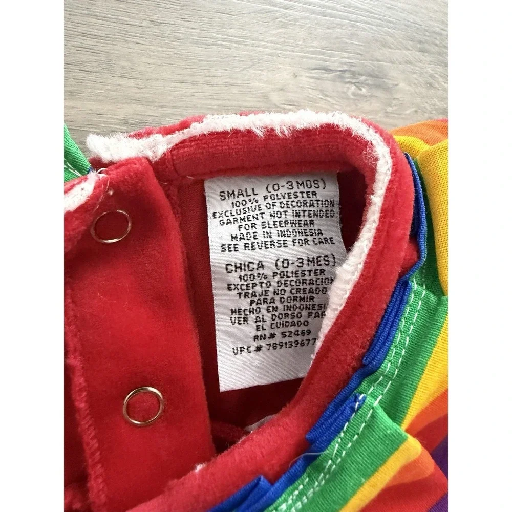Vintage Simply Basic Infant Rainbow Colorful Clown Halloween Costume Size 0-3 M